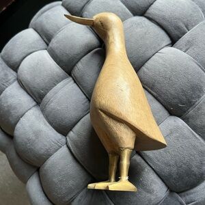 Crate&Barrel Wooden Duck Figurine - Natural Brown